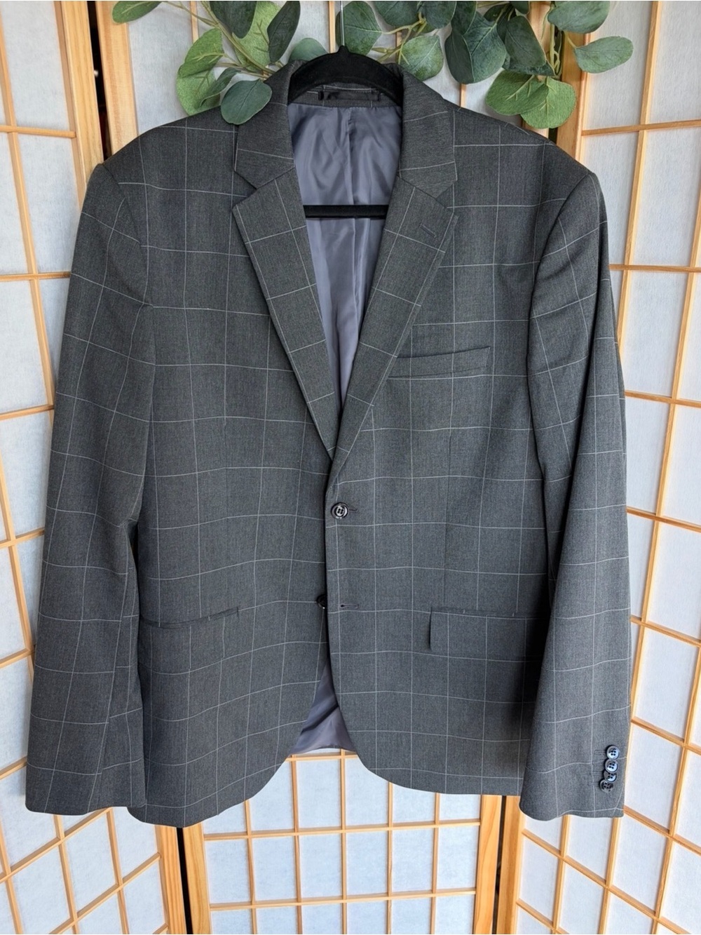 H&M Gray Windowpane Men's Blazer